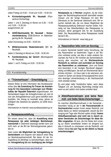 Gemeindebote 3/2005 - Marktgemeinde Hochneukirchen-Gschaidt