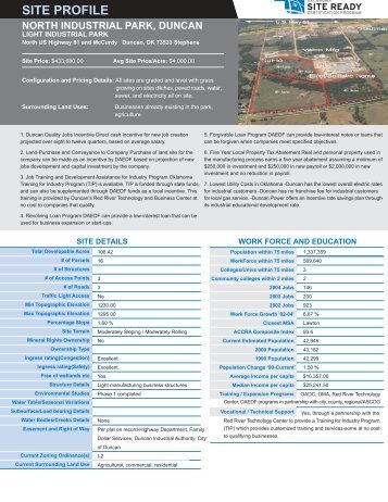 North Industrial Park, Duncan Site Profile - Oklahoma Department of ...