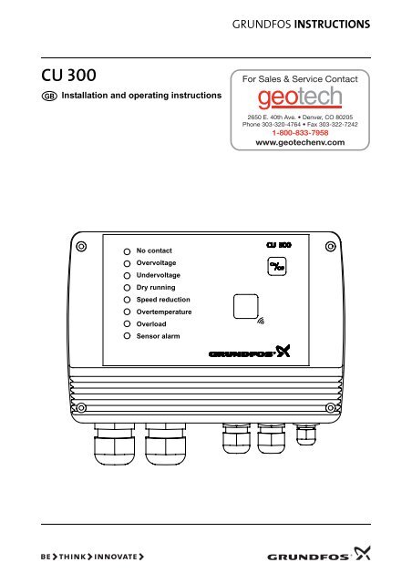 Grundfos CU 300 Installation and Operating Instructions - Geotech