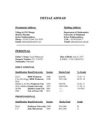 Dr. Imtiaz Ahmad - University of Malakand