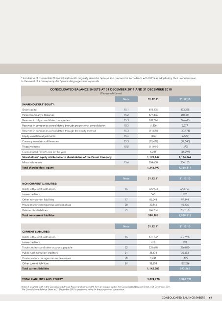 Consolidated Financial Statements and Consolidated Management ...