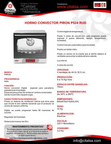 horno convector piron P524 RUD [15301018] - Citalsa