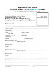 Application form for the European Master Course MaMaSELF 2008/09