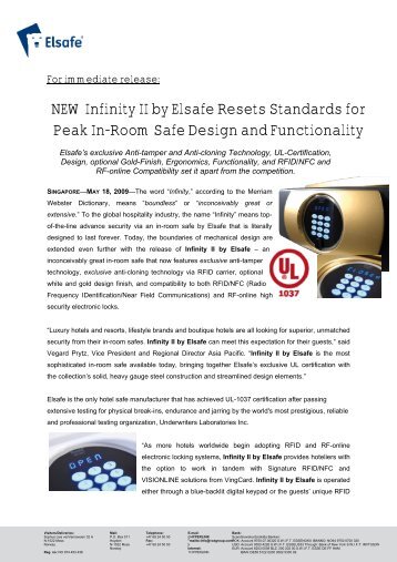 NEW Infinity II by Elsafe Resets Standards for ... - VingCard Elsafe