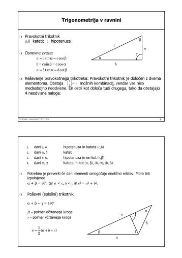 Trigonometrija v ravnini