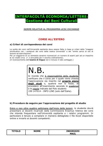 Norme InterfacoltÃ  - UCSC International - UniversitÃ  Cattolica del ...