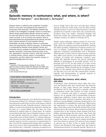 Episodic memory in nonhumans: what, and where, is when?