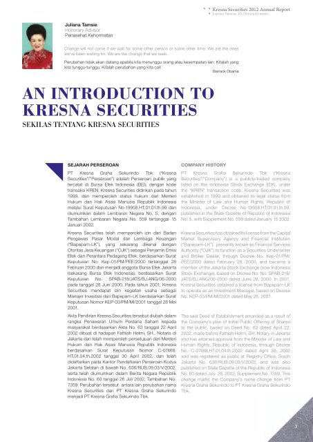 advancing knowledge, spreading prosperity - Kresna Securities