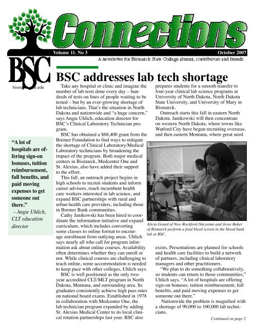 Bsc Addresses Lab Tech Shortage Bismarck State College