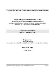 Targets for Athlete Performance and the Sport System