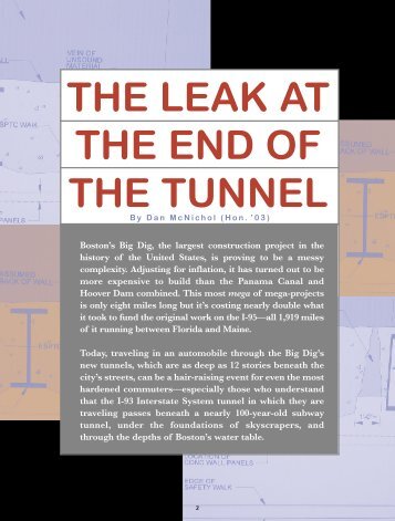 Cover Story: The Leak at the End of the Tunnel - Wentworth Institute ...