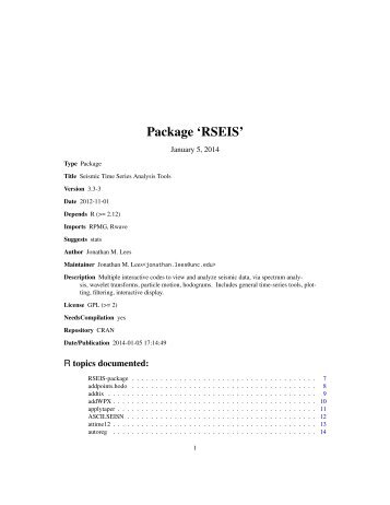 Package 'RSEIS'