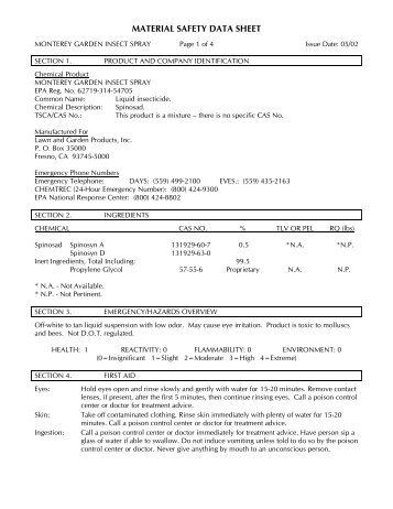 Monterey Garden Insect Spray MSDS