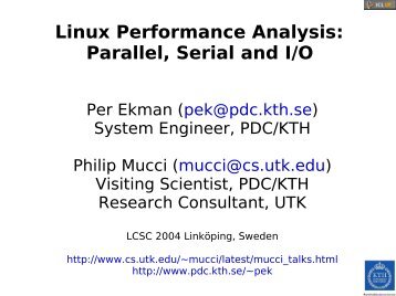 Linux Performance Analysis: Parallel, Serial and I/O