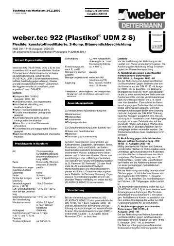 weber.tec 922 (PlastikolÃ‚Â® UDM 2 S) - Saint-Gobain Weber GmbH