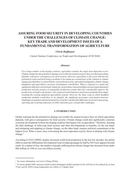 Assuring Food Security in Developing Countries under the - Unctad