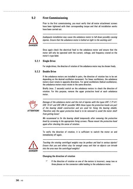 Operating Manual Unbalance Motors - AViTEQ Triltechniek