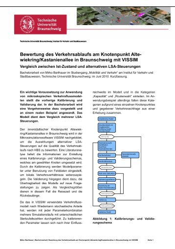 Bewertung des Verkehrsablaufs am Knotenpunkt Altewiekring ...