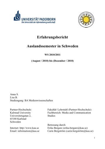 Erfahrungsbericht Auslandssemester in Schweden WS 2010/2011