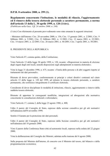 Elezioni Amministrative 12-13 GIUGNO 2004 - Vademecum