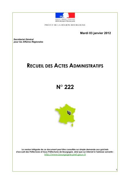 RAA 222 - Préfecture de la Côte-d'Or