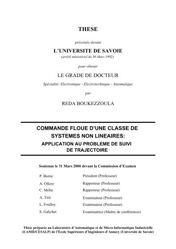 commande floue d'une classe de systemes non lineaires