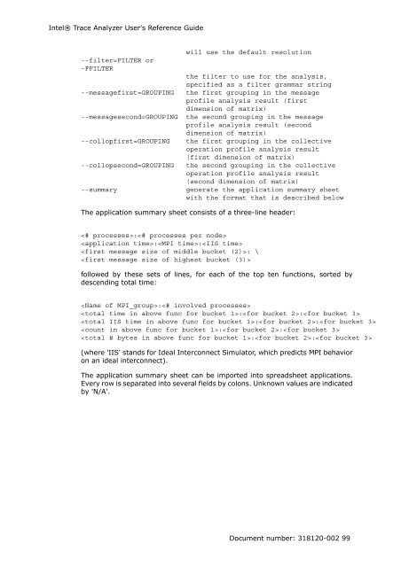 IntelÃ‚Â® Trace Analyzer User's Reference Guide