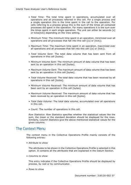 IntelÃ‚Â® Trace Analyzer User's Reference Guide