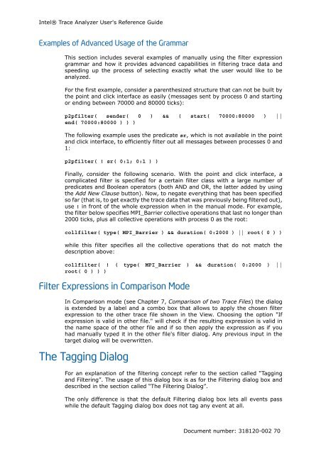 IntelÃ‚Â® Trace Analyzer User's Reference Guide