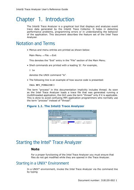IntelÃ‚Â® Trace Analyzer User's Reference Guide