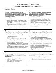 Offical Scoring Guide, Writing Oregon Department of Education