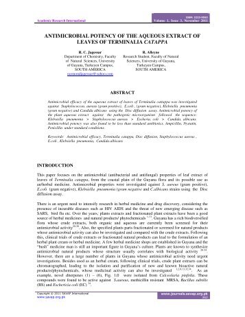 antimicrobial potency of the aqueous extract of leaves of terminalia ...