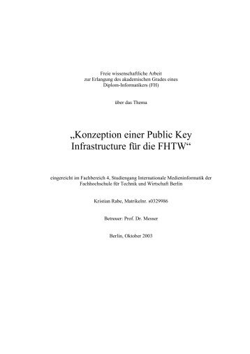 „Konzeption einer Public Key Infrastructure für die FHTW“