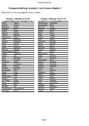 Gruppeneinteilung: Analysis 1 und Lineare Algebra 1