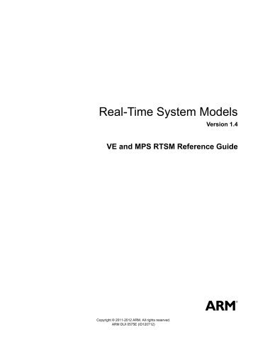 Real-Time System Models VE and MPS RTSM Reference Guide