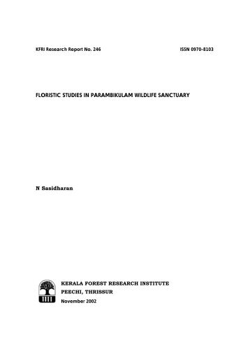 FLORISTIC STUDIES IN PARAMBIKULAM WILDLIFE SANCTUARY ...