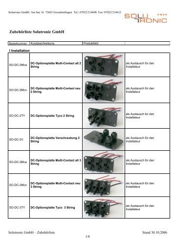ZubehÃ¶rliste Solutronic GmbH - Better Energy AG