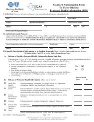 Standard Authorization Form To Use or Disclose Protected Health ...