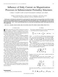 Influence of Eddy Current on Magnetization Processes ... - IEEE Xplore