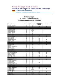 III. anno trien. - Lettorati di Tedesco - UniversitÃ  degli Studi di Torino