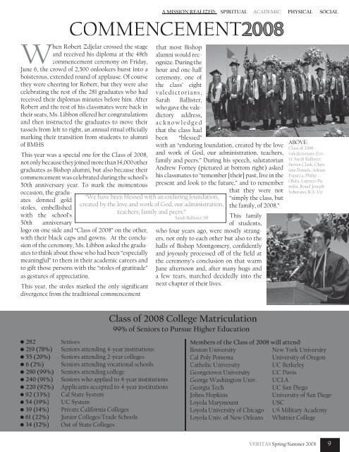 Veritas spr sum 2008.pdf - Bishop Montgomery High School