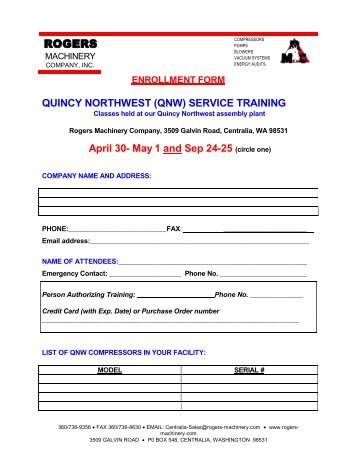 Enrollment Form - Rogers Machinery