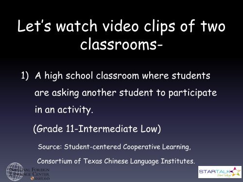 The Learner-Centered Classroom - StarTalk