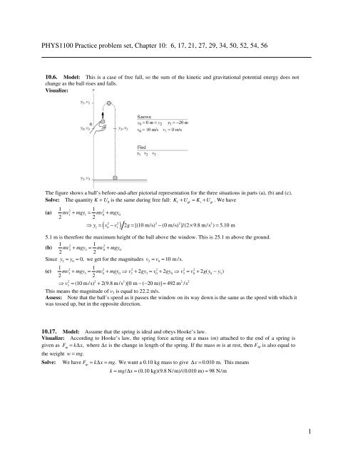 1 PHYS1100 Practice problem set, Chapter 10: 6, 17, 21, 27, 29, 34 ...