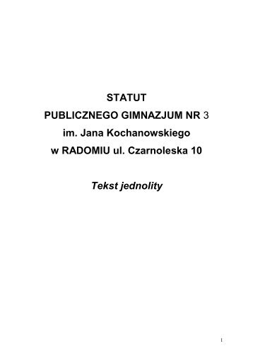 statut publicznego gimnazjum nr - PG3 Radom