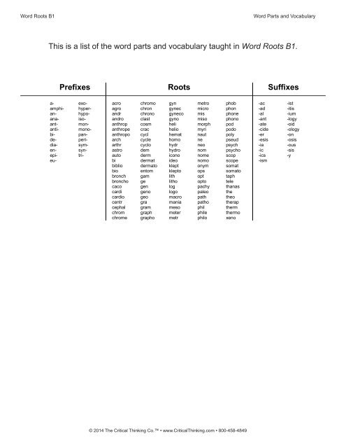 Word roots level 1 review picture