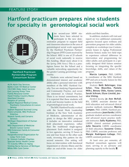 FALL 2006 NEWS - School of Social Work - Michigan State University