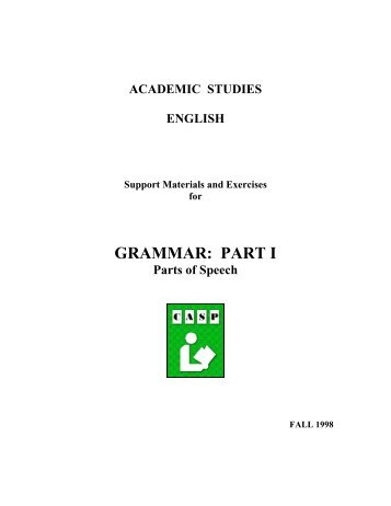 Grammar: Part I - Parts of Speech - National Adult Literacy Database