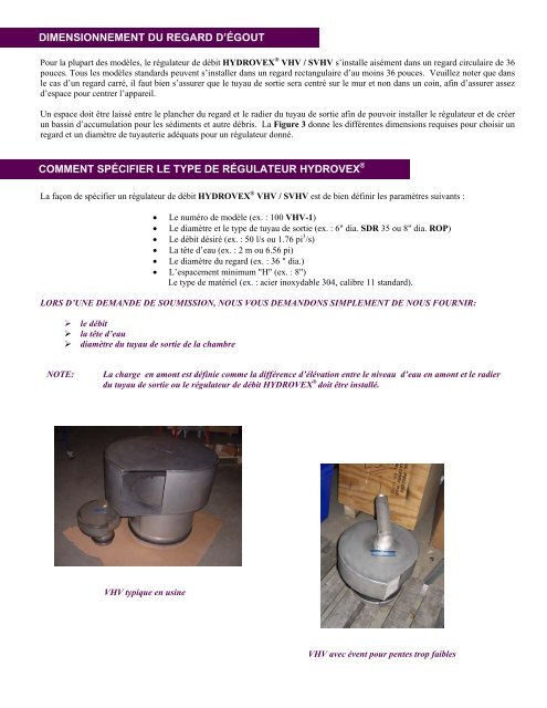 GESTION DES EAUX D'ORAGE ® HYDROVEX® Régulateurs à ...