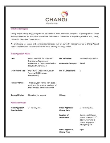 Invitation to Propose Changi Airport Group (Singapore) Pte Ltd ...